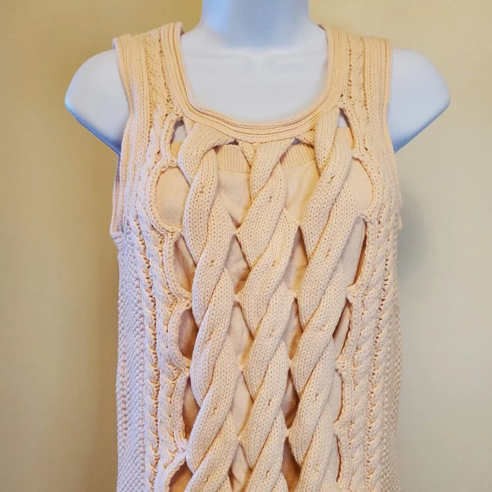 VENUS Peachy Pink Pullover High-Low Sleeveless Sweater Top - S - Picture 4 of 12